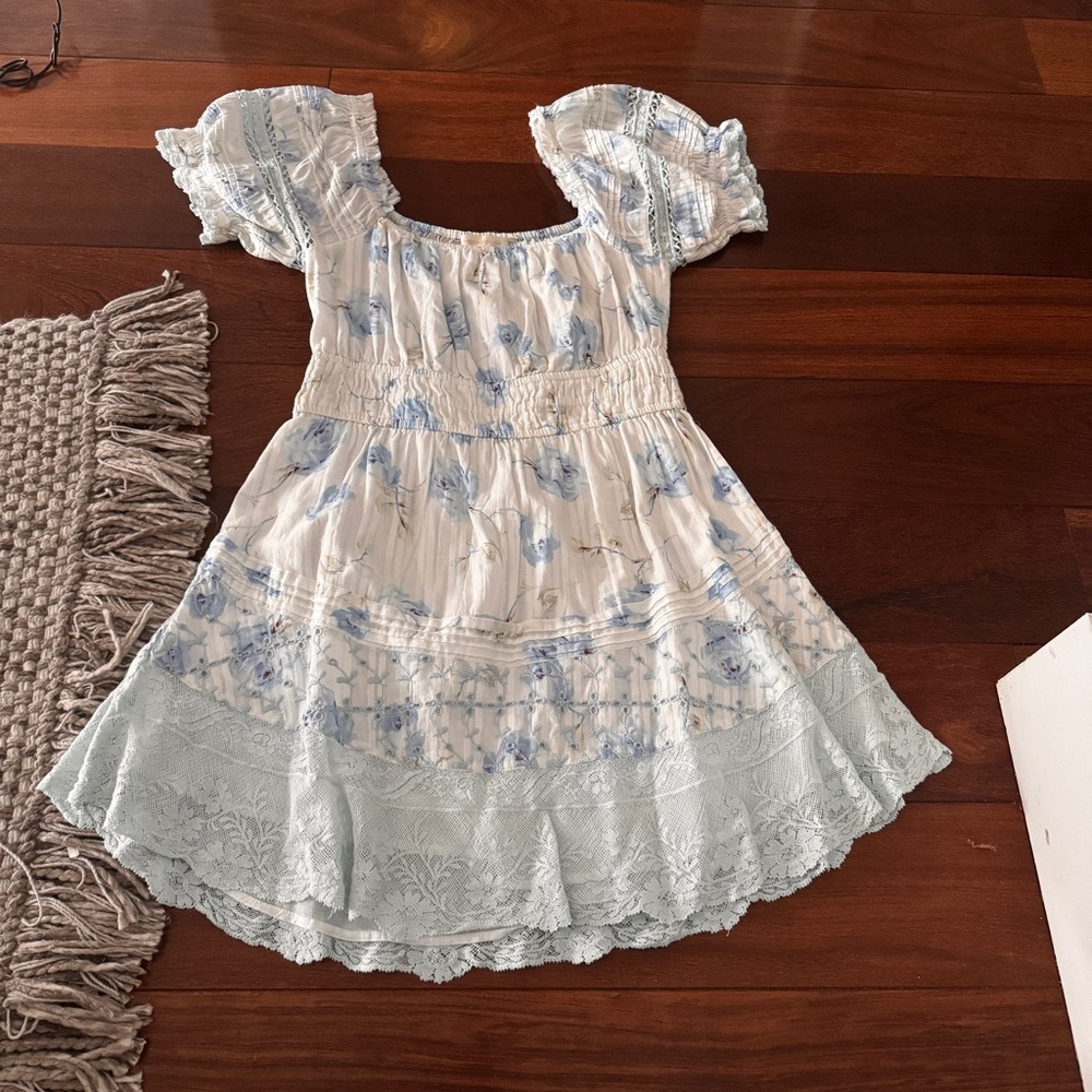 LoveShackFancy White and Cream Puff Sleeve Sundress